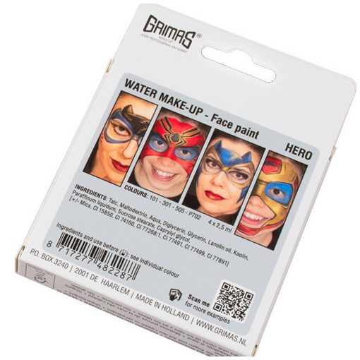 Grimas 4 színű arcfestő készlet Hero