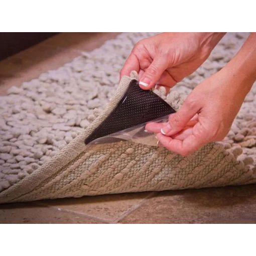 8 darabos csúszásgátló alátét szett szőnyegek és futószőnyegek alá, háromszög alakú, öntapadós padlóvédő