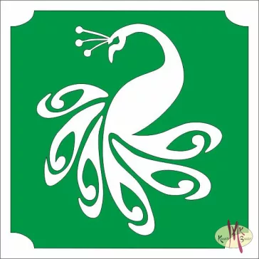 Csillámtetoválás sablon 5x5 cm-es  - Páva 469