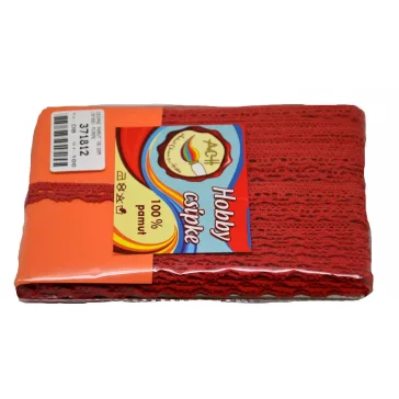 Csipke 100% pamut 1 cm-es Piros 2