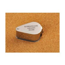 30x nagyítású összecsukható ezüst alumínium zsebnagyító 2 LED-del