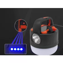 Kempinglámpa, akkumulátoros LED lámpa, USB tölthető, napelemes töltés, turista lámpa, kampós, többfunkciós, áramszünet esetére