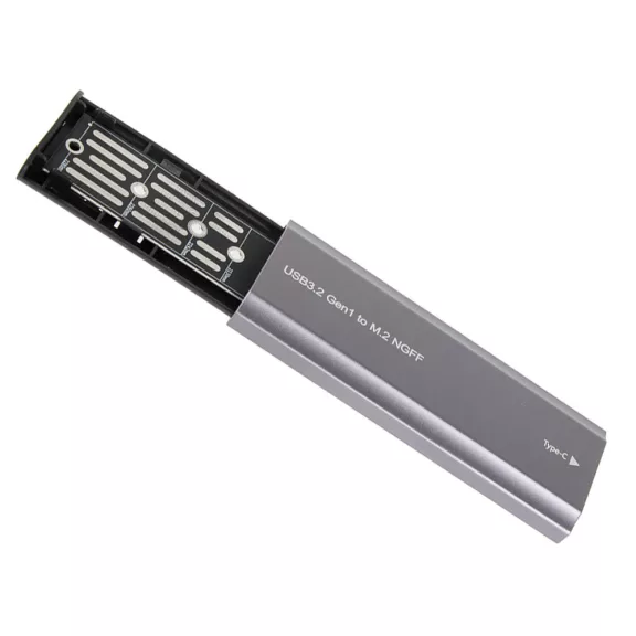 Ezüst alumínium M.2 SATA NGFF SSD külső ház USB 3.1 Type-C csatlakozóval
