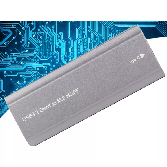 Ezüst alumínium M.2 SATA NGFF SSD külső ház USB 3.1 Type-C csatlakozóval