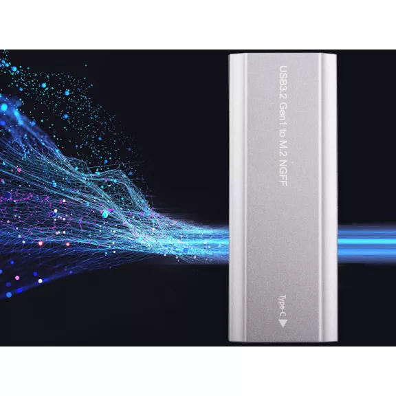 Ezüst alumínium M.2 SATA NGFF SSD külső ház USB 3.1 Type-C csatlakozóval