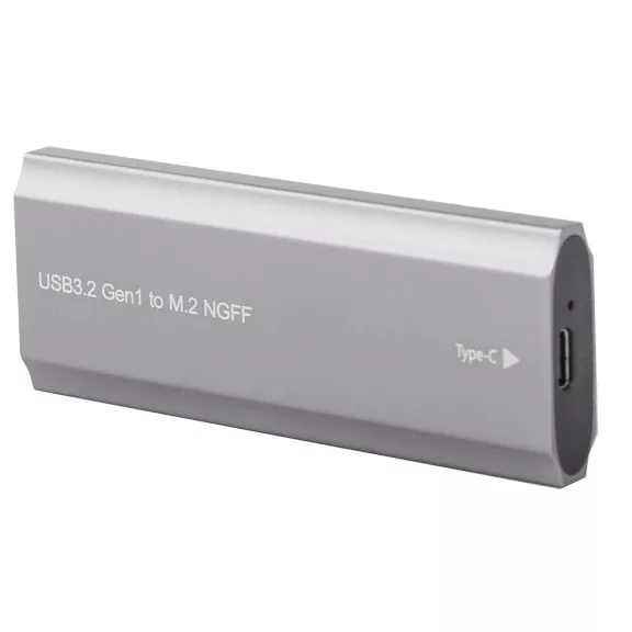 Ezüst alumínium M.2 SATA NGFF SSD külső ház USB 3.1 Type-C csatlakozóval