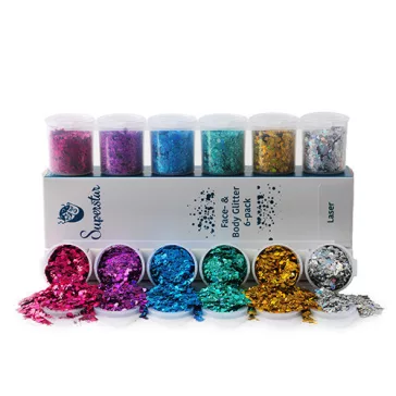 Superstar nagyszemcsés csillám szett 6 db -  Laser 130ml