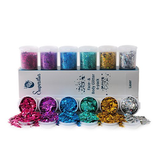 Superstar nagyszemcsés csillám szett 6 db -  Laser 130ml