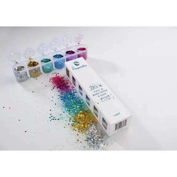 Superstar nagyszemcsés csillám szett 6 db -  Laser 130ml