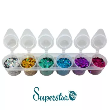 Superstar nagyszemcsés csillám szett 6 db -  Laser 130ml