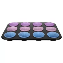 Teflon Muffin Sütő Tepsi + 12 db Szilikon Forma
