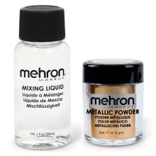 Mehron Metallic Powder Gold + - Mixing Liquid 
