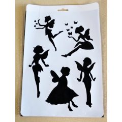   Stencil, Arc és testfestő sablon - Tündérek minták A4-es