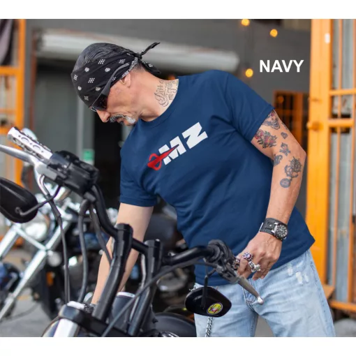 MZ logo póló, Motorradwerke Zschopau póló, retró motoros ajándék, veterán motor póló, NDK motoros ruházat,