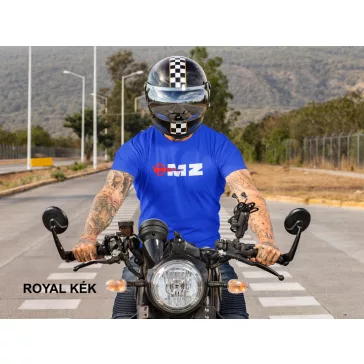 MZ logo póló, Motorradwerke Zschopau póló, retró motoros ajándék, veterán motor póló, NDK motoros ruházat,