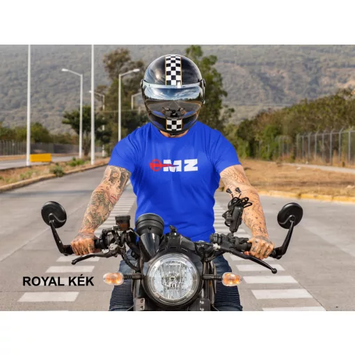 MZ logo póló, Motorradwerke Zschopau póló, retró motoros ajándék, veterán motor póló, NDK motoros ruházat,