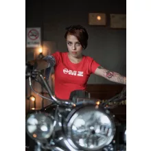 MZ logo póló, Motorradwerke Zschopau póló, retró motoros ajándék, veterán motor póló, NDK motoros ruházat,