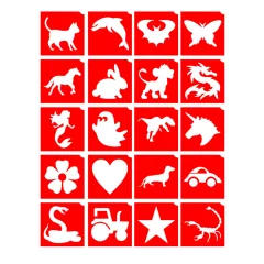 Csillámtetoválás sablon és matrica készlet – Kreatív testfestés csillámporral