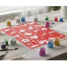 Csillámtetoválás sablon és matrica készlet – Kreatív testfestés csillámporral