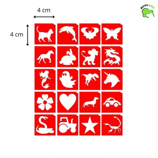Csillámtetoválás sablon és matrica készlet – Kreatív testfestés csillámporral