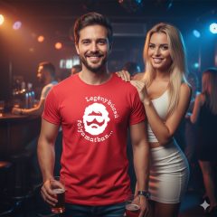 „Legénybúcsú folyamatban…” feliratos vicces pamut póló bulira
