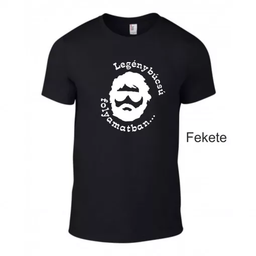 „Legénybúcsú folyamatban…” feliratos vicces pamut póló bulira
