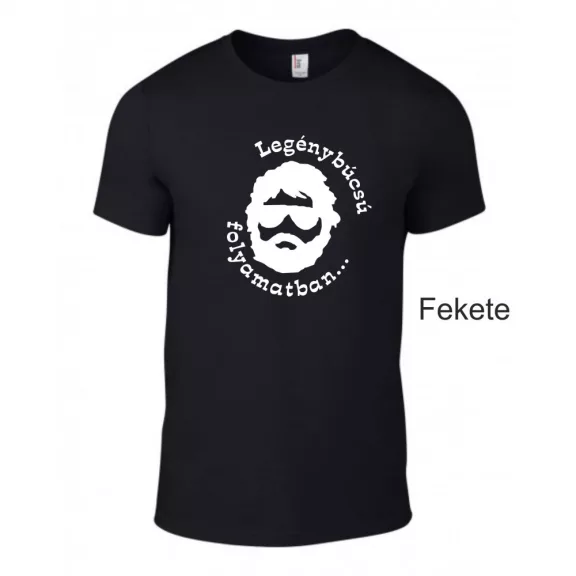 „Legénybúcsú folyamatban…” feliratos vicces pamut póló bulira