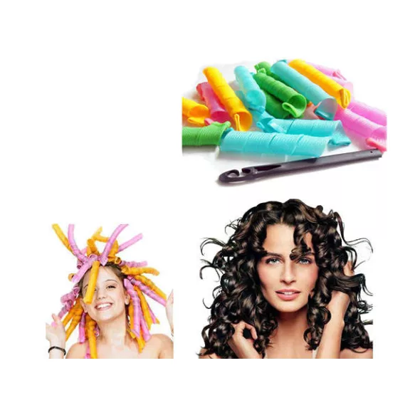 Magic Leverag 18 darabos színes spirál hajcsavaró készlet és a műanyag felhelyező pálca / behúzókampó bemutatója