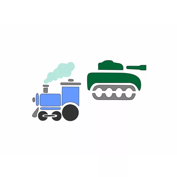 Festősablon, stencil - Vonat és tank