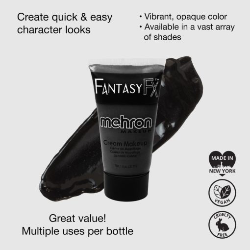 Mehron Fantasy FX Black (30ml) – Fekete krémfesték, vízbázisú kontúrozó és arcfesték