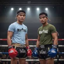 Muay Thai 4 feliratos prémium pamut póló edzésre és utcai viseletre