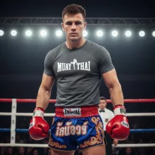 Muay Thai 4 feliratos prémium pamut póló edzésre és utcai viseletre