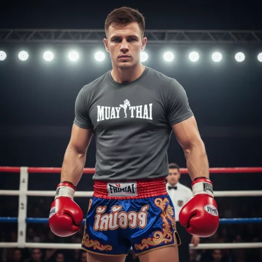 Muay Thai 4 feliratos prémium pamut póló edzésre és utcai viseletre