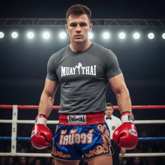 Muay Thai 4 feliratos prémium pamut póló edzésre és utcai viseletre