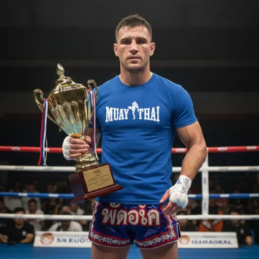 Muay Thai 4 feliratos prémium pamut póló edzésre és utcai viseletre