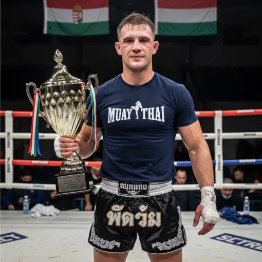 Muay Thai 4 feliratos prémium pamut póló edzésre és utcai viseletre