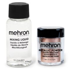 Mehron Metallic Powder Rose + - Mixing Liquid 