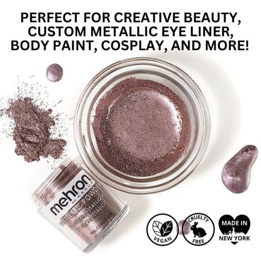Mehron Metallic Powder Rose + - Mixing Liquid 