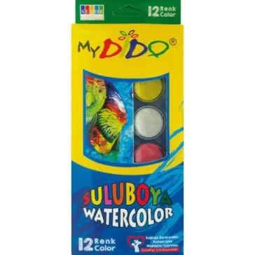 Vízfesték Mydido - 12 db-os nagygombos, ecsettel