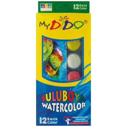 Vízfesték Mydido - 12 db-os nagygombos, ecsettel