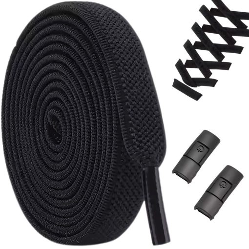 Kötés Nélküli Rugalmas Gumis Cipőfűző - Fekete