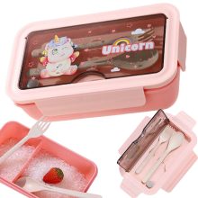 Uzsonnás Doboz Evőeszközzel Pink 21x12,5x7,5cm