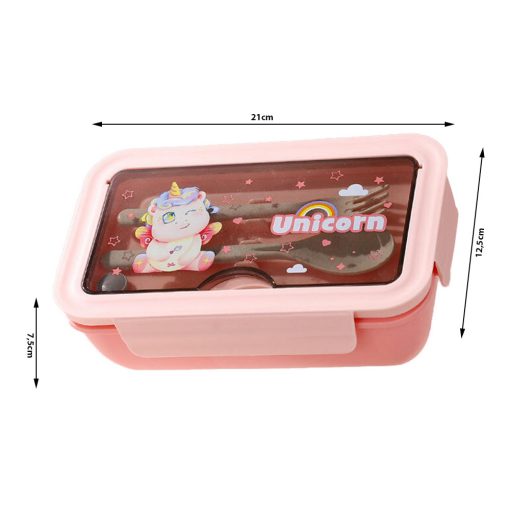 Uzsonnás Doboz Evőeszközzel Pink 21x12,5x7,5cm