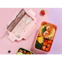 Uzsonnás Doboz Evőeszközzel Pink 21x12,5x7,5cm