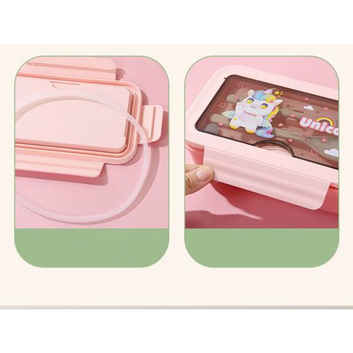 Uzsonnás Doboz Evőeszközzel Pink 21x12,5x7,5cm