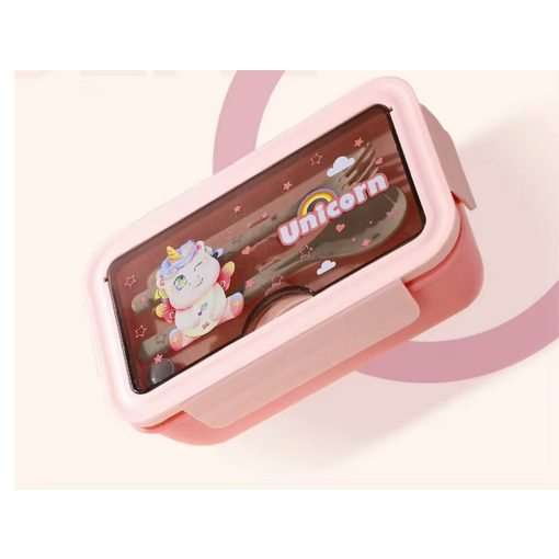 Uzsonnás Doboz Evőeszközzel Pink 21x12,5x7,5cm