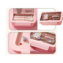 Uzsonnás Doboz Evőeszközzel Pink 21x12,5x7,5cm