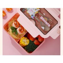 Uzsonnás Doboz Evőeszközzel Pink 21x12,5x7,5cm