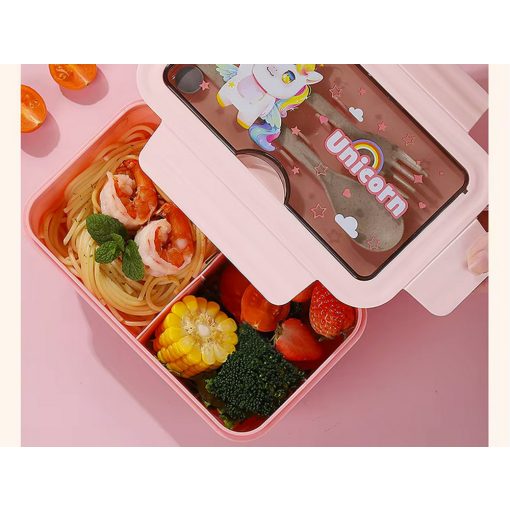 Uzsonnás Doboz Evőeszközzel Pink 21x12,5x7,5cm