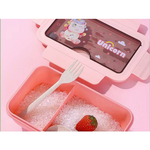 Uzsonnás Doboz Evőeszközzel Pink 21x12,5x7,5cm